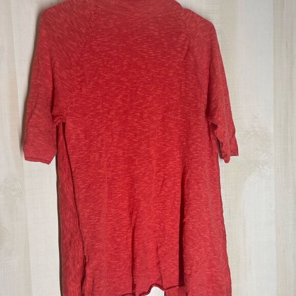 Eileen Fisher Red Linen Blend Open Front Cardigan 3/4 Sleeve Casual Medium - Picture 8 of 14